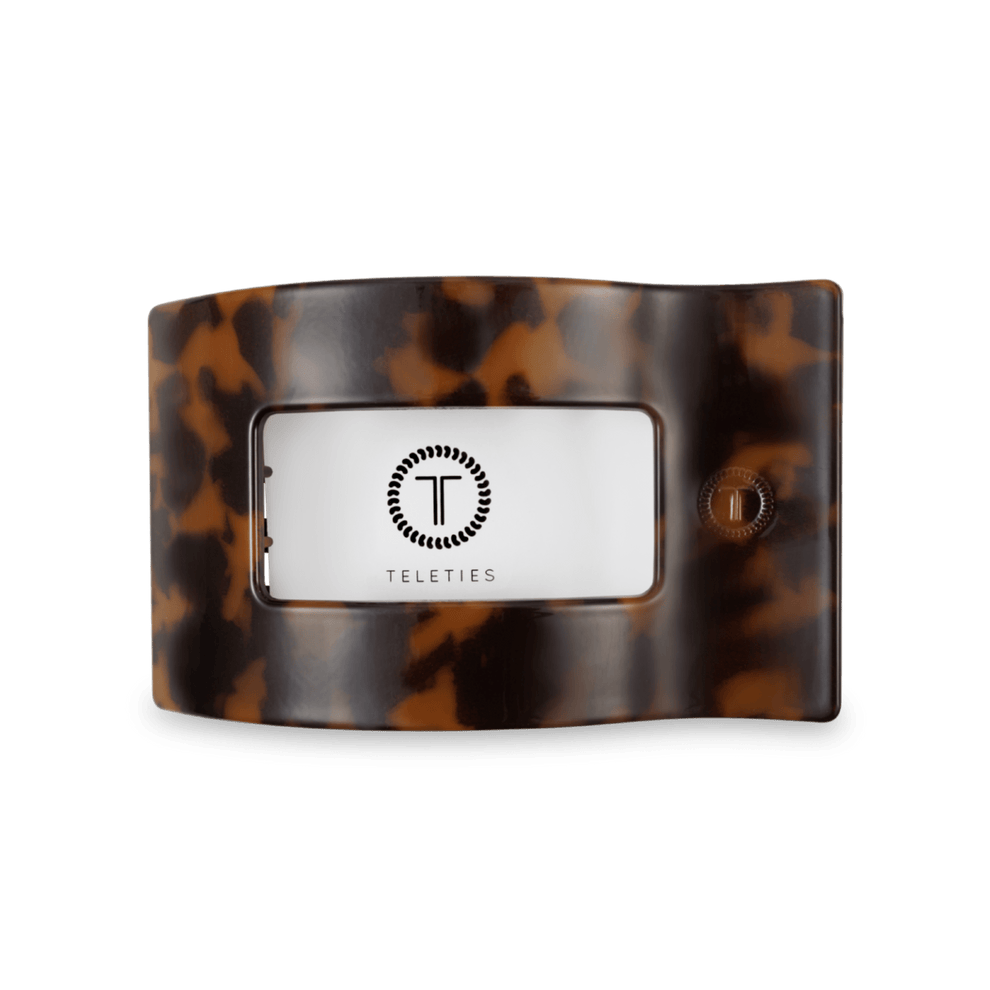 Tortoise Medium Flat Rectangle Hair Clip - Hair Clips - TELETIES
