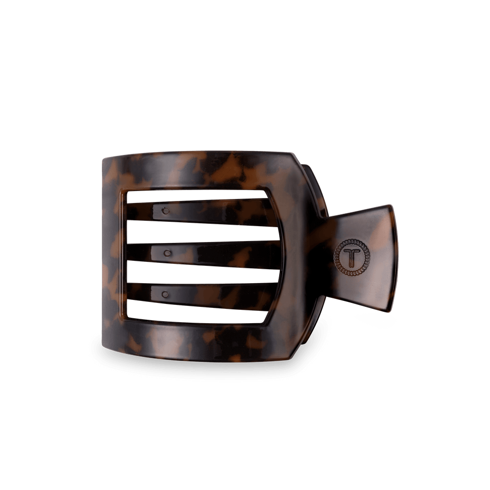 Tortoise Medium Flat Square Clip - Medium Hair Clip - TELETIES
