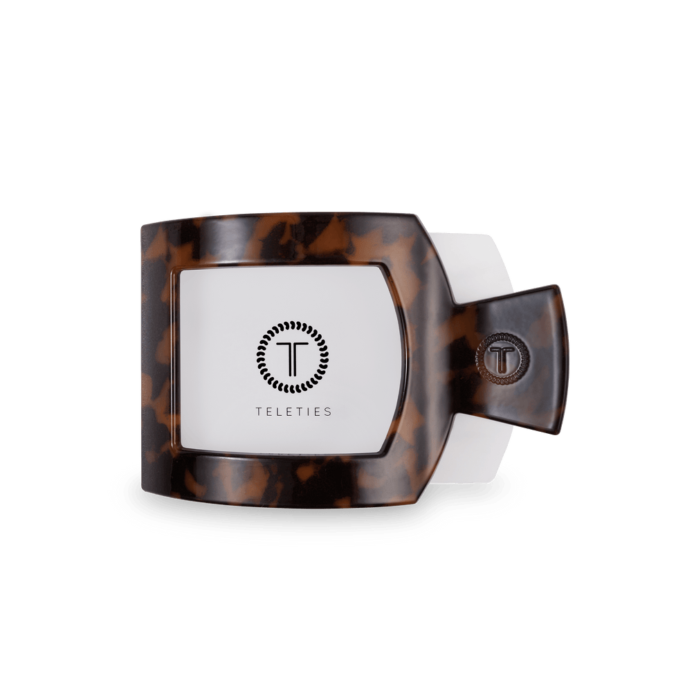 Tortoise Medium Flat Square Clip - Medium Hair Clip - TELETIES
