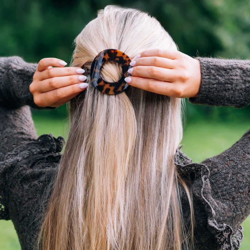 Tortoise Small Flat Open Circle Hair Clip - Hair Clips - TELETIES
