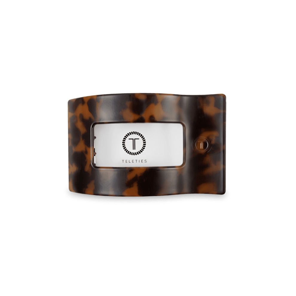 Tortoise Small Flat Rectangle Hair Clip - Hair Clips - TELETIES

