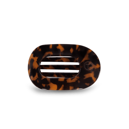 Tortoise Small Flat Round Hair Clip in Brown - Small