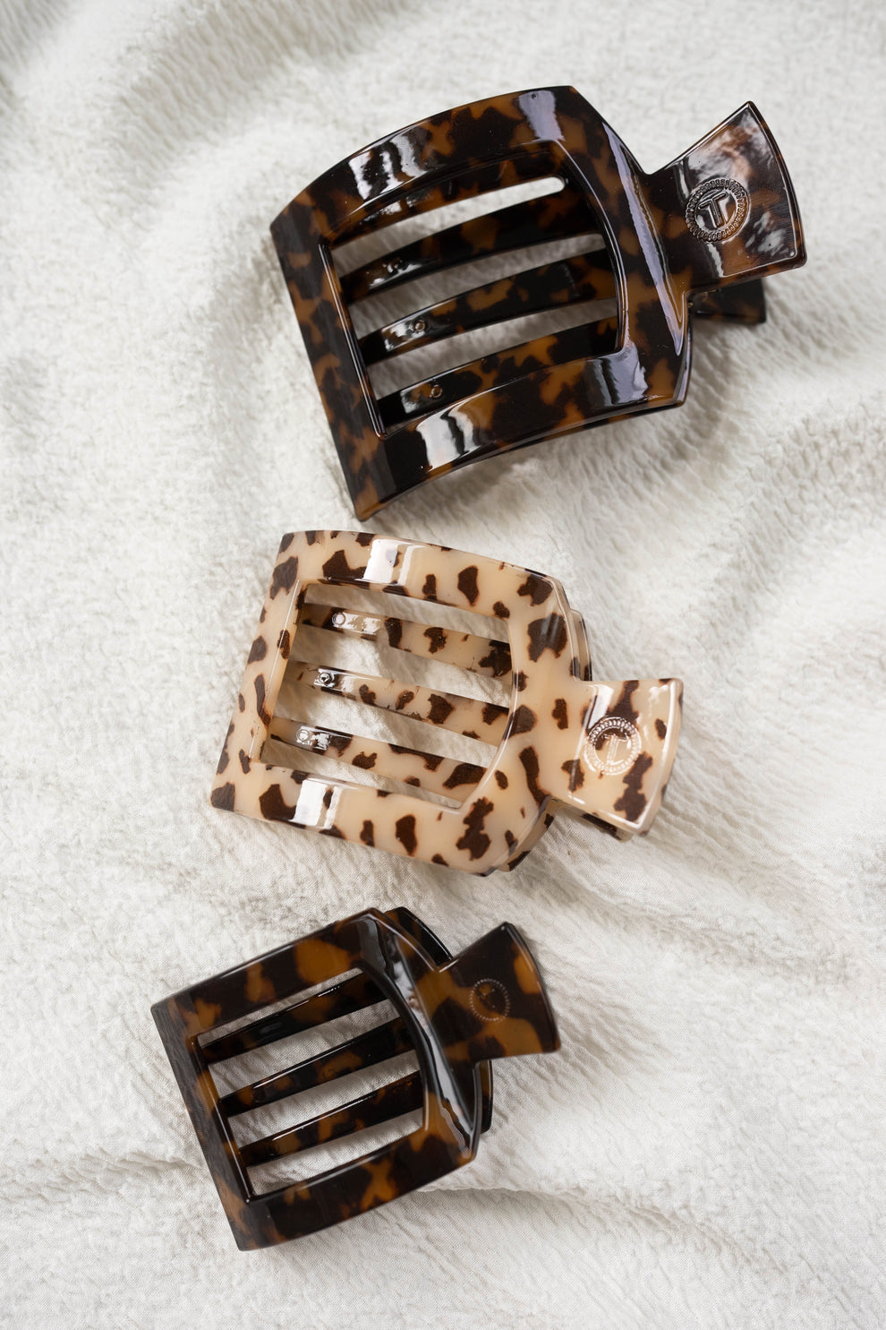 Tortoise Small Flat Square Clip - Small Hair Clip - TELETIES
