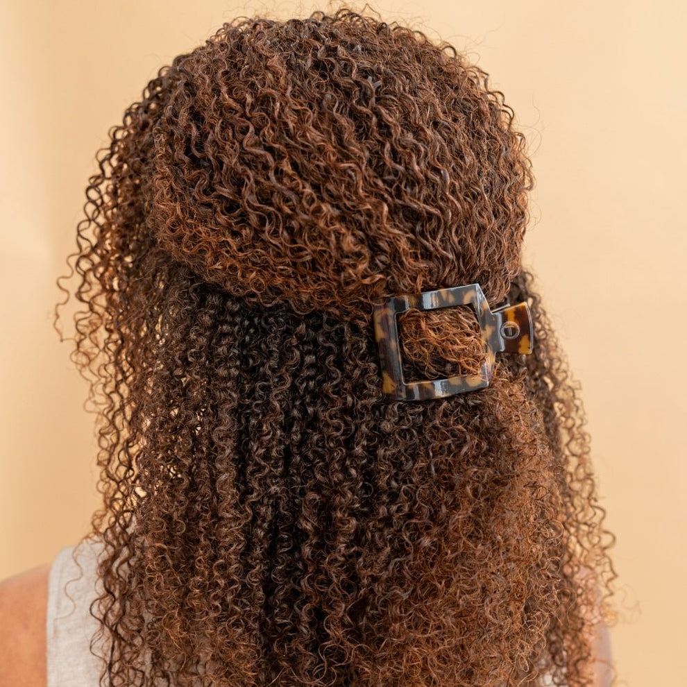 Tortoise Small Flat Square Hair Clip - Hair Clips - TELETIES
