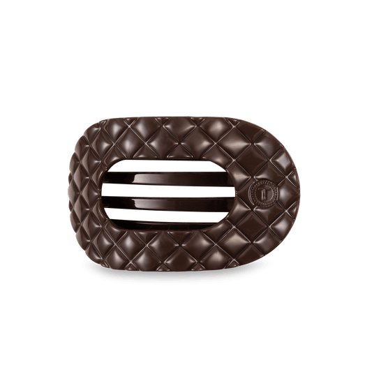 Truly Taupe Quilted Medium Flat Round Hair Clip in Brown - Medium