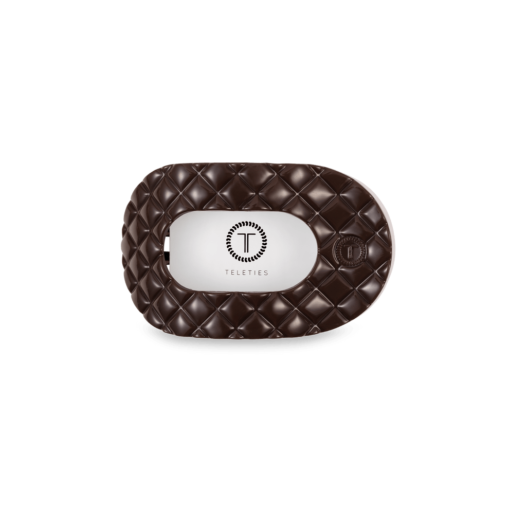 Truly Taupe Quilted Small Flat Round Hair Clip - Hair Clips - TELETIES
