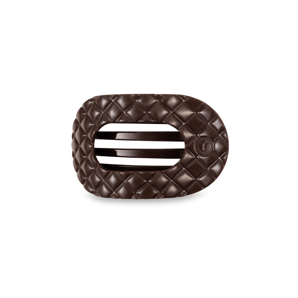 Truly Taupe Quilted Small Flat Round Hair Clip - Hair Clips - TELETIES
