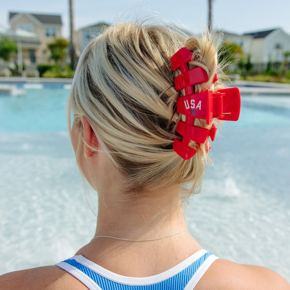 USA Classic Red Large Claw Clip - Hair Clips - TELETIES

