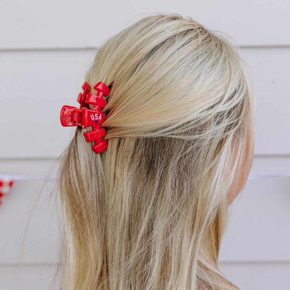 USA Classic Red Small Claw Clip - Hair Clips - TELETIES
