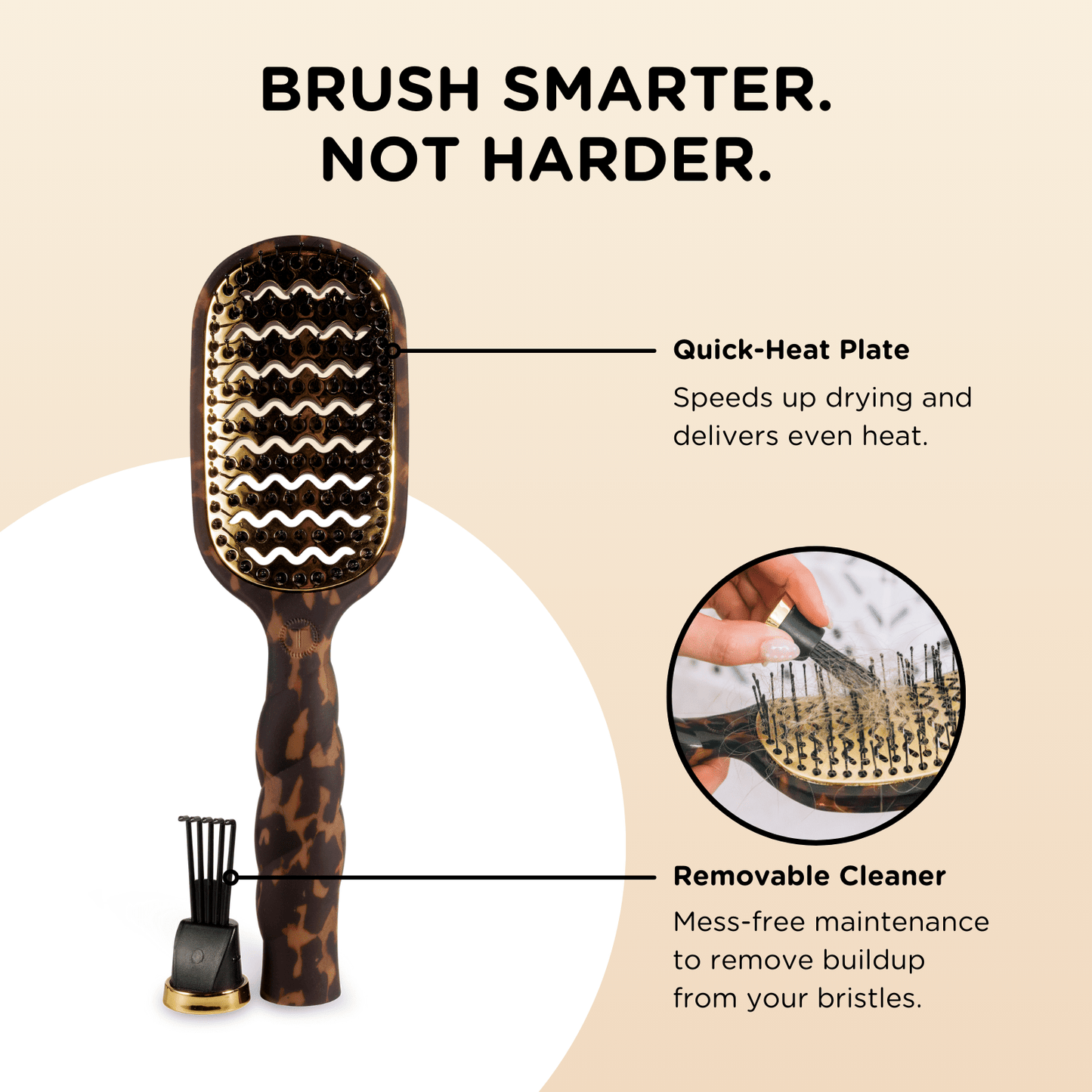TELETIES - Vented Hair Brush - Tortoise in Brown Black - Full Size