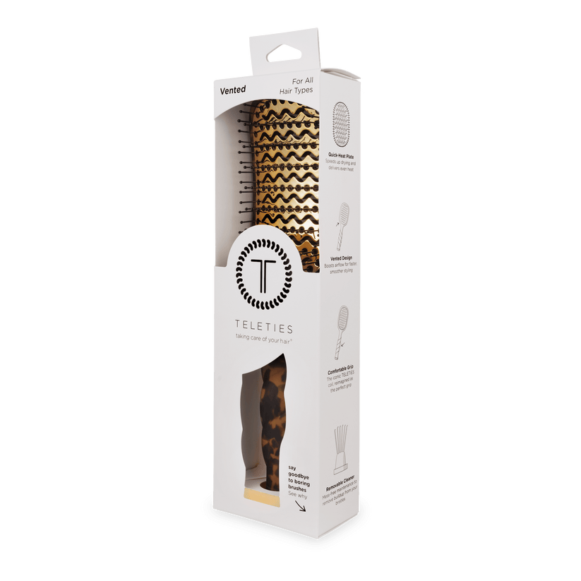 TELETIES - Vented Hair Brush - Tortoise in Brown Black - Full Size - Image 9