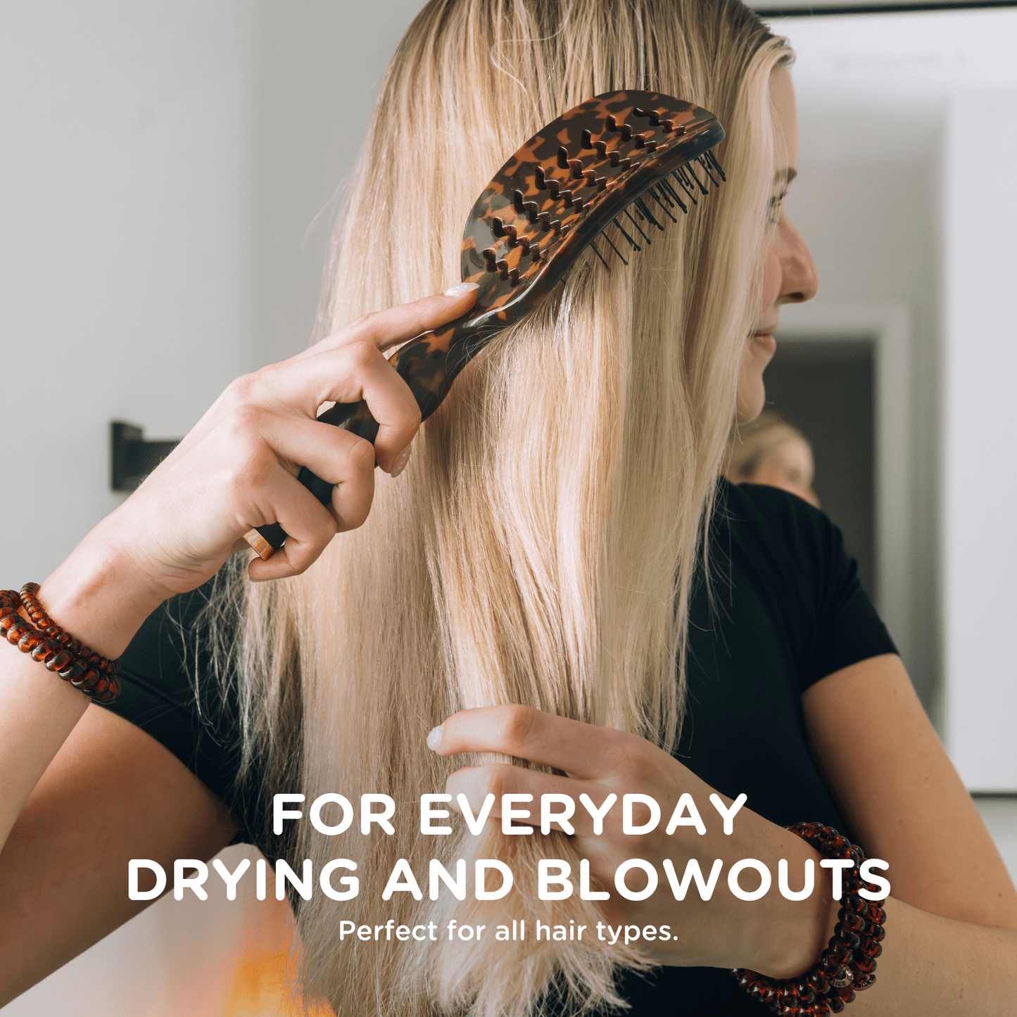 TELETIES - Vented Hair Brush - Tortoise in Brown Black - Full Size