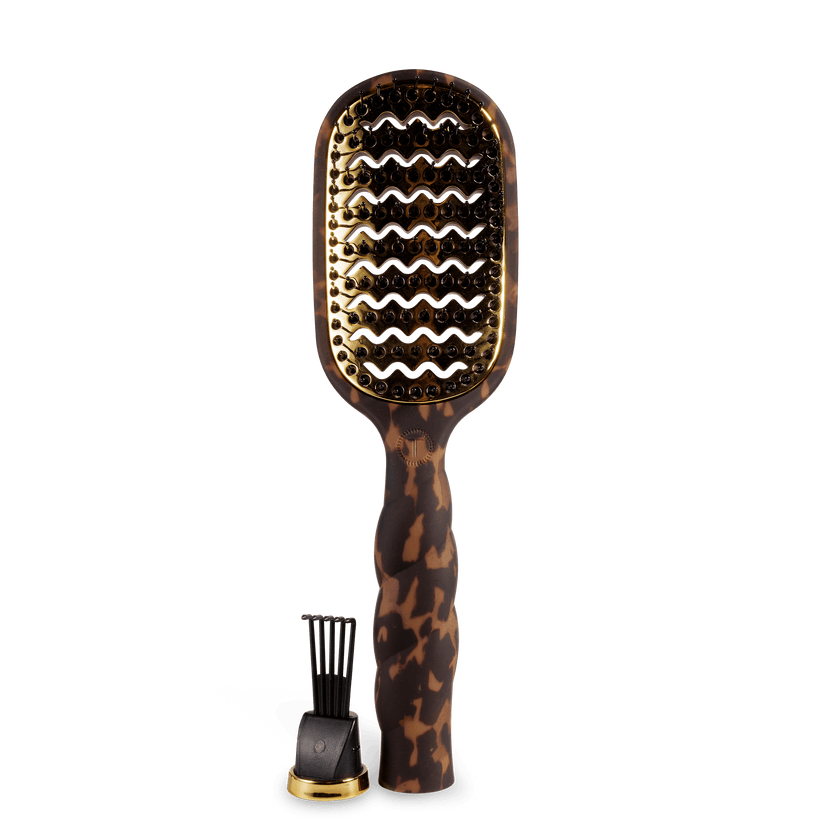 TELETIES - Vented Hair Brush - Tortoise in Brown Black - Full Size - Image 6