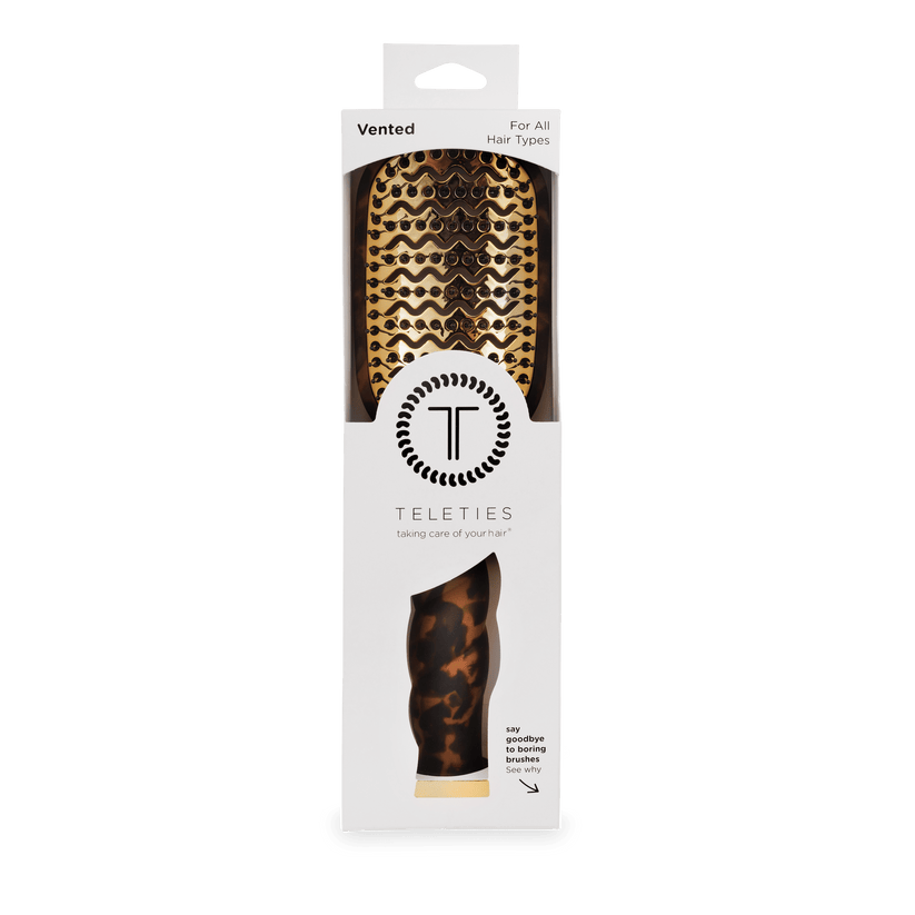 TELETIES - Vented Hair Brush - Tortoise in Brown Black - Full Size - Image 10