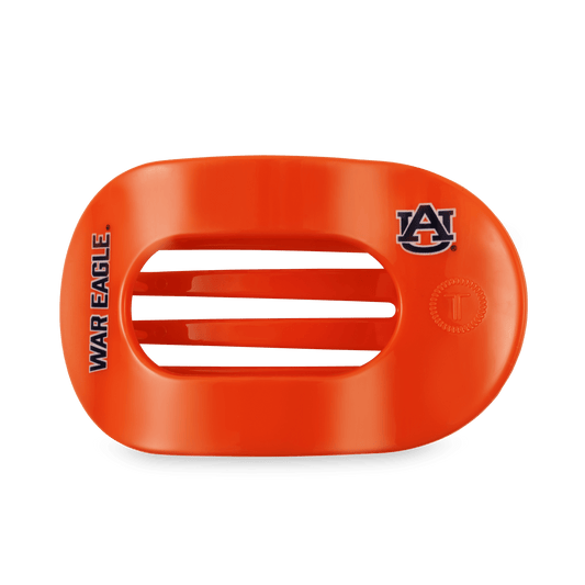 War Eagle! Large Flat Round Hair Clip in Orange Navy - Large