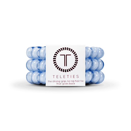 Washed Denim Large Hair Ties
                in Blue - Large
              