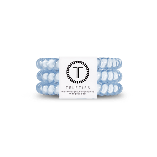 Washed Denim Small Hair Ties in Blue - Small