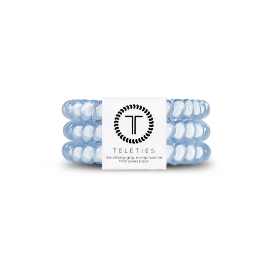 Washed Denim Small Hair Ties in Blue - Small