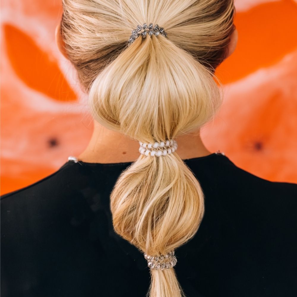 TELETIES - Webbed Small Hair Ties in Black White - Small