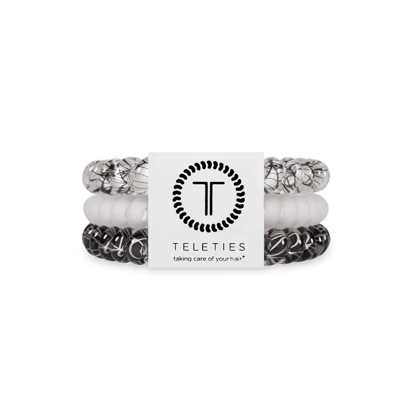 TELETIES - Webbed Small Hair Ties in Black White - Small - Image 1