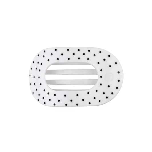 White Polka Dot Party Medium Flat Round Hair Clip
                in White - Medium
              