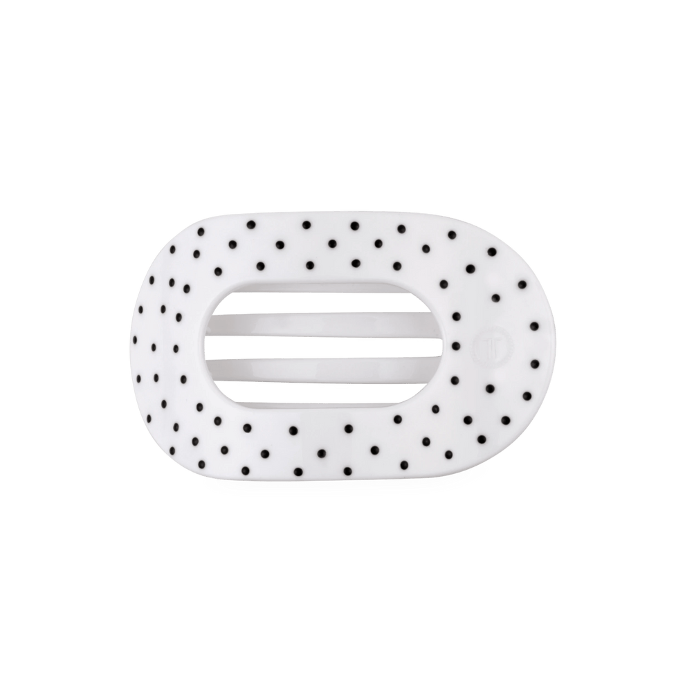 White Polka Dot Party Medium Flat Round Hair Clip - Hair Clips - TELETIES
