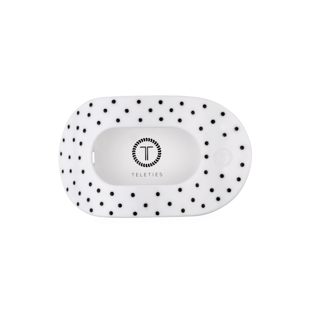 White Polka Dot Party Medium Flat Round Hair Clip - Hair Clips - TELETIES
