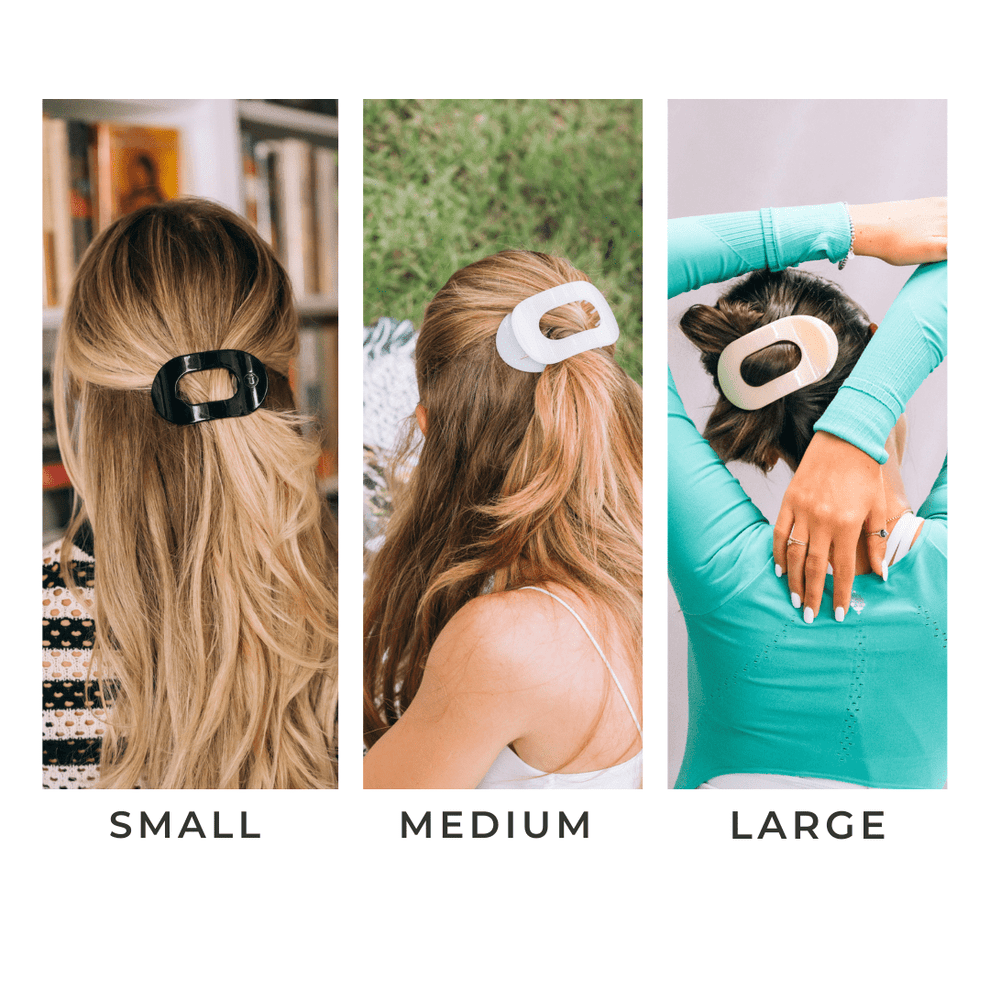 Coconut White Medium Flat Round Clip - Medium Hair Clip - TELETIES
