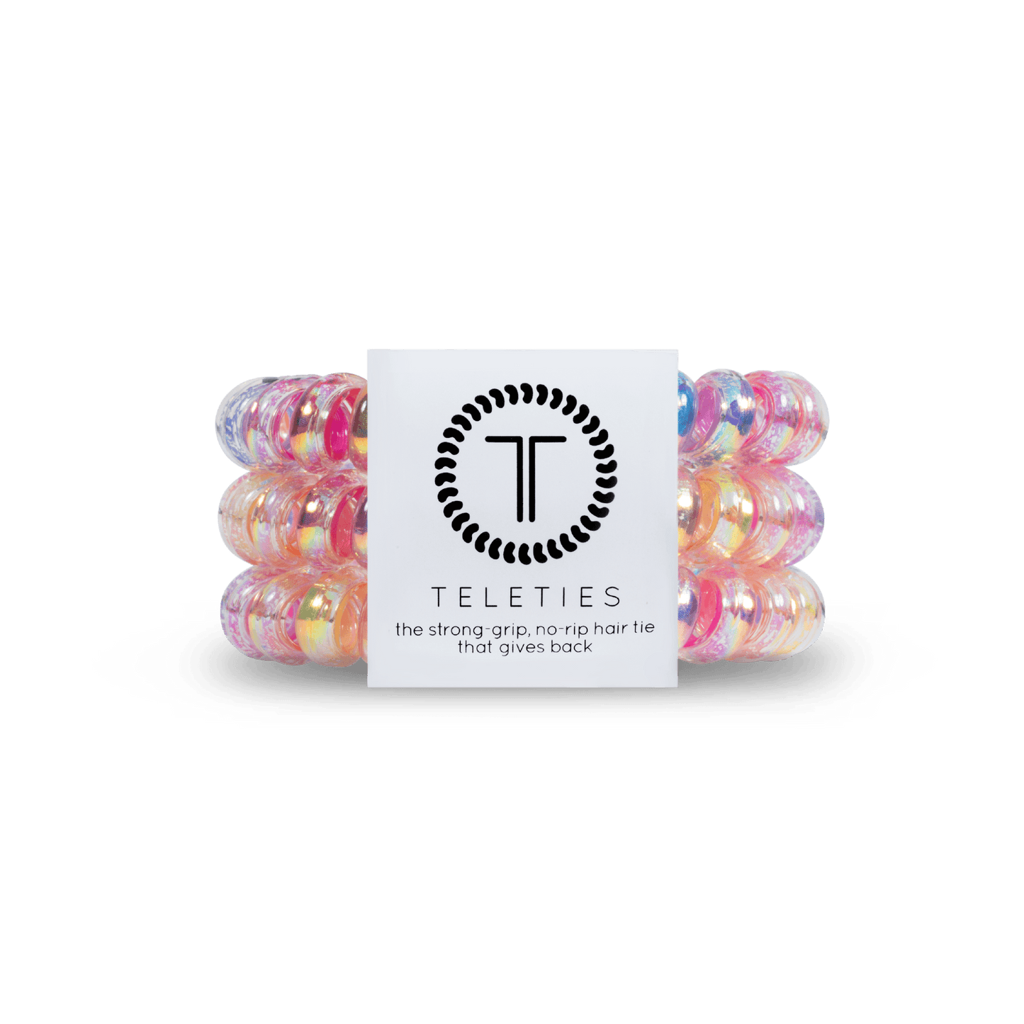 TELETIES - Eat Glitter for Breakfast Large Hair Ties in Blue Pink Purple Yellow Rainbow - Large