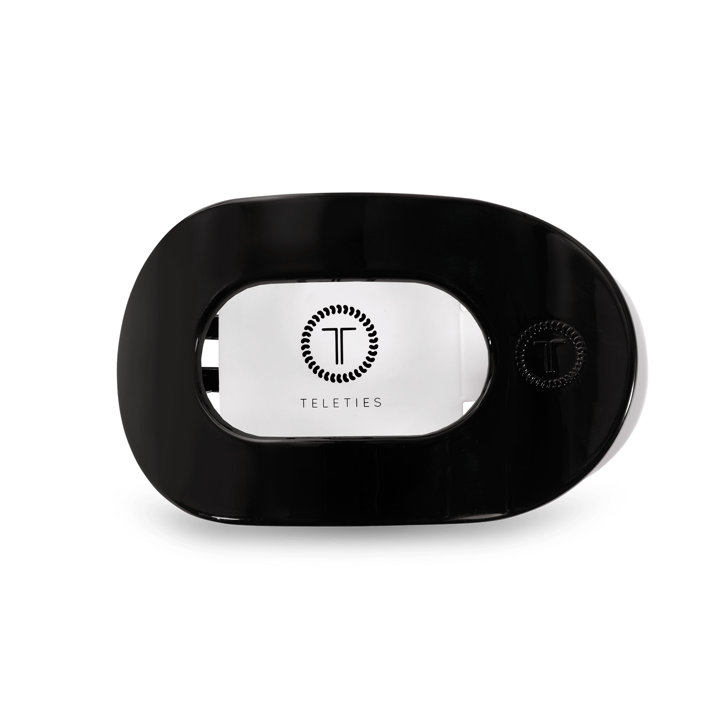 TELETIES - Jet Black Medium Flat Round Hair Clip in Black - Medium