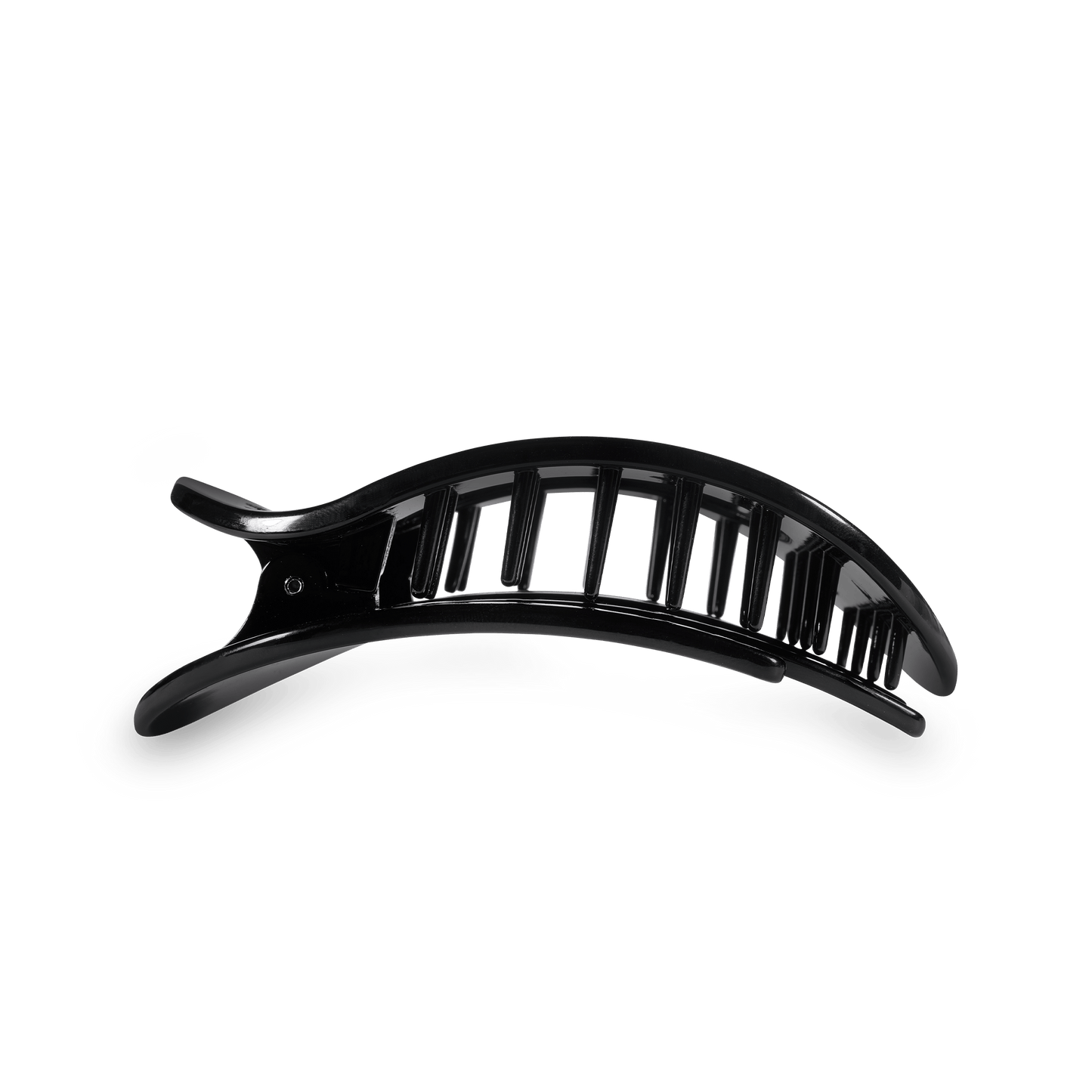 TELETIES - Jet Black Medium Flat Round Hair Clip in Black - Medium