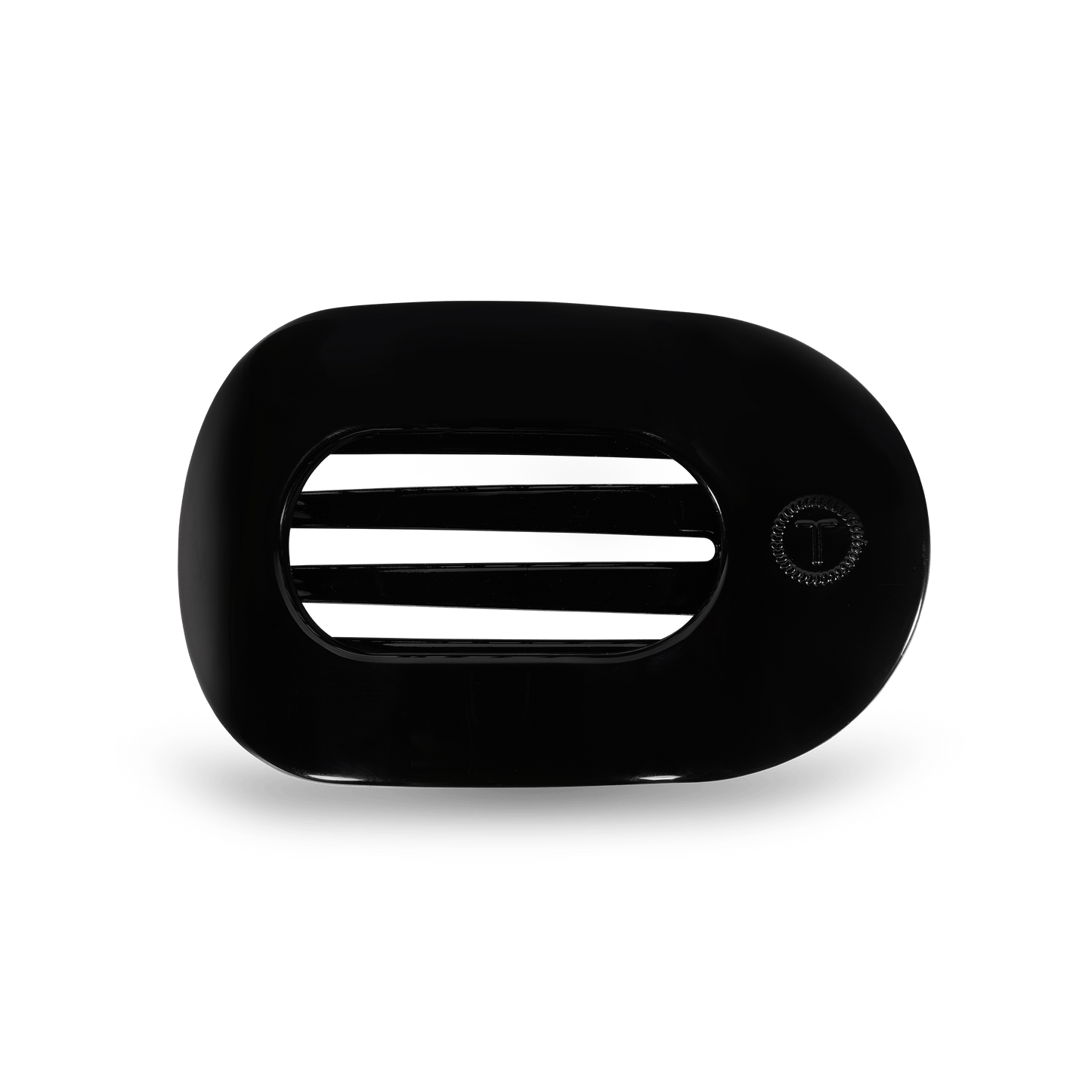 TELETIES - Jet Black Medium Flat Round Hair Clip in Black - Medium