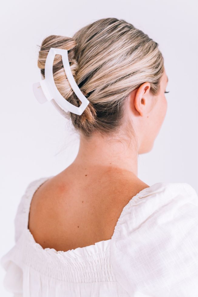 Open Coconut White Large Hair Clip - Large Hair Clip - TELETIES
