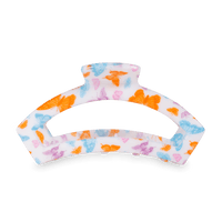 Open Fluttering By Large Claw Hair Clip in White Orange Blue Purple - Large