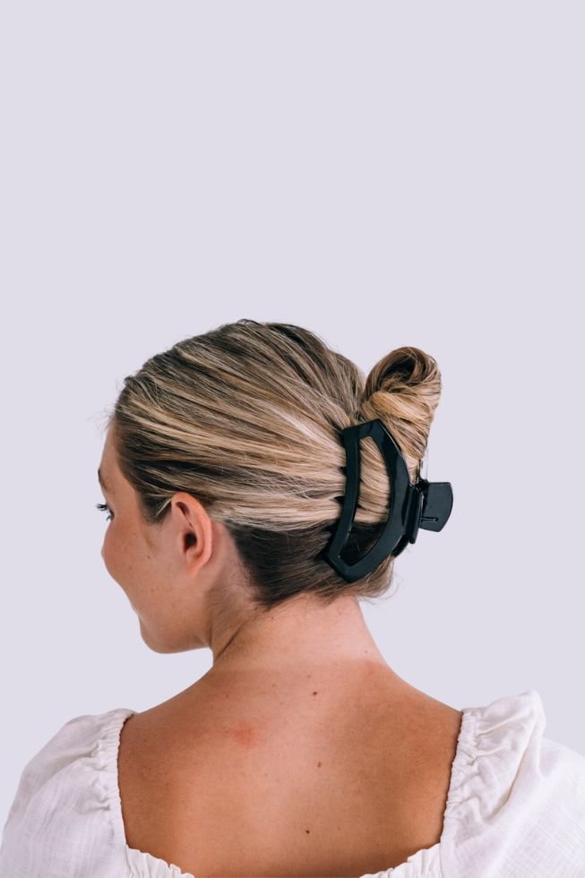 Open Jet Black Large Hair Clip - Large Hair Clip - TELETIES
