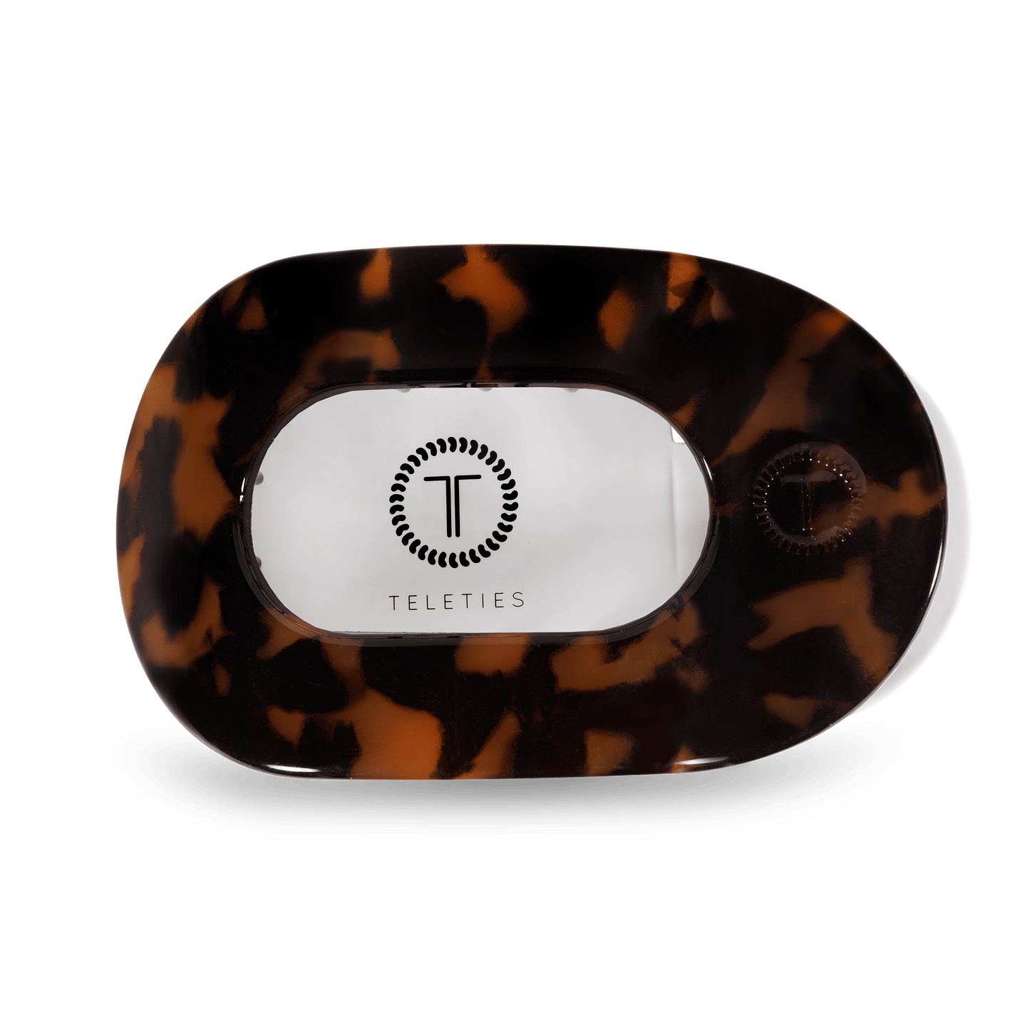 TELETIES - Tortoise Large Flat Round Hair Clip in Brown - Large