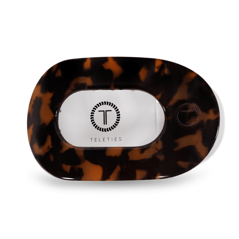 TELETIES - Tortoise Large Flat Round Hair Clip in Brown - Large - Image 2