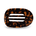 Tortoise Large Flat Round Hair Clip in Brown - Large