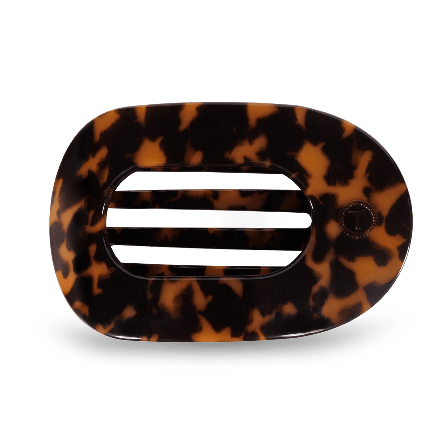 TELETIES - Tortoise Large Flat Round Hair Clip in Brown - Large