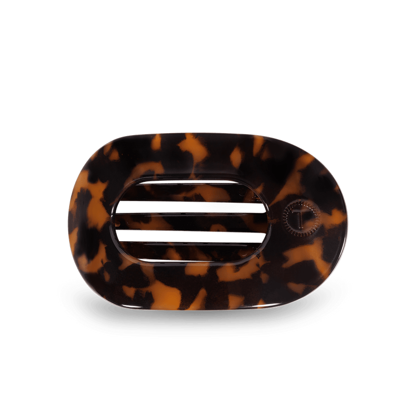 TELETIES - Tortoise Medium Flat Round Hair Clip in Brown - Medium - Image 1